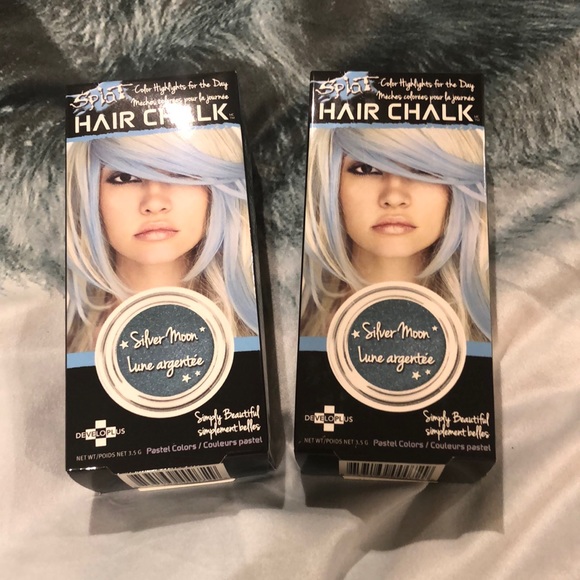 Splat colour highlights for the day Hair Chalk. Colour:Silver moon. 2 NIB - Picture 1 of 6